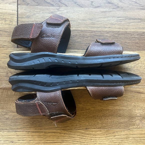 Clarks Men's Hapsford Creek Sandals Brown‎ Tumbled Leather Sz 10.5 Outdoor Beach - Picture 13 of 13